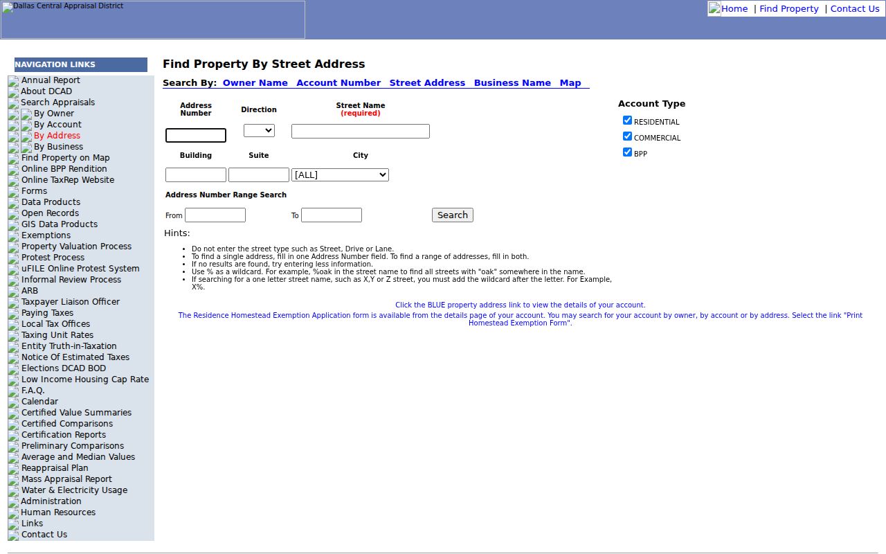 Duncanville residents directory DCAD street address search